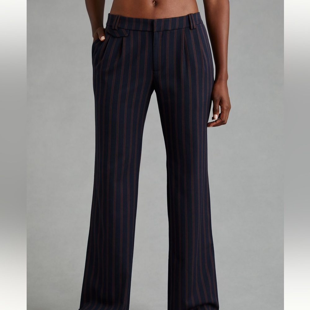 NWT Anthropologie Navy and Burgundy Striped Pants